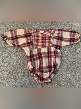 Lali Plaid Cotton Baby One-Piece Bodysuit - Red & Cream Size 24 Month